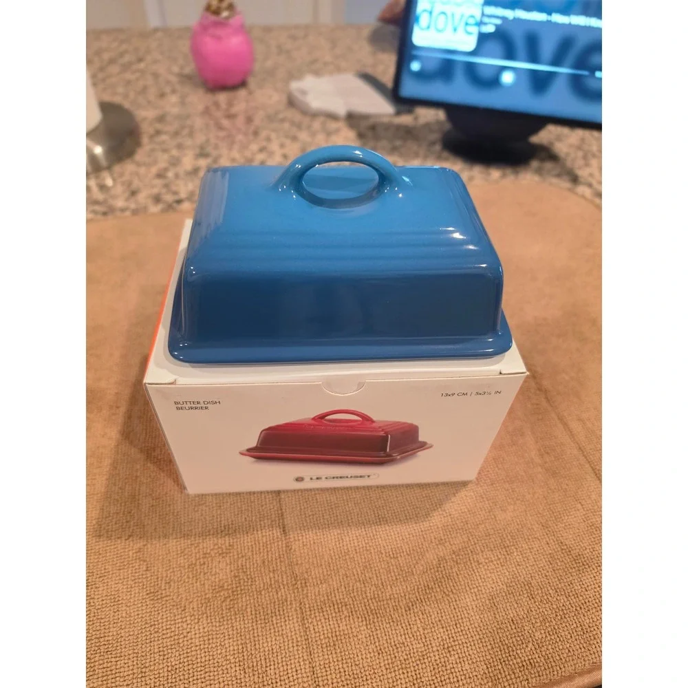 Le Creuset Marseille Blue Stoneware Butter Dish Lid only